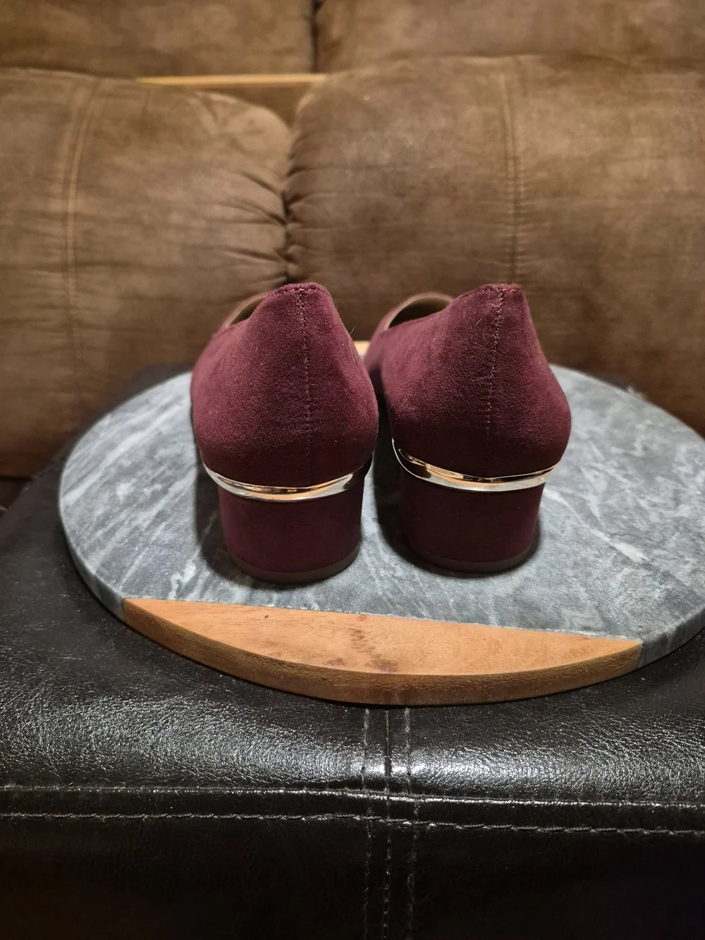 Ann Taylor Factory Women's Burgundy Textile Pointed Toe Block Heel Pumps 8